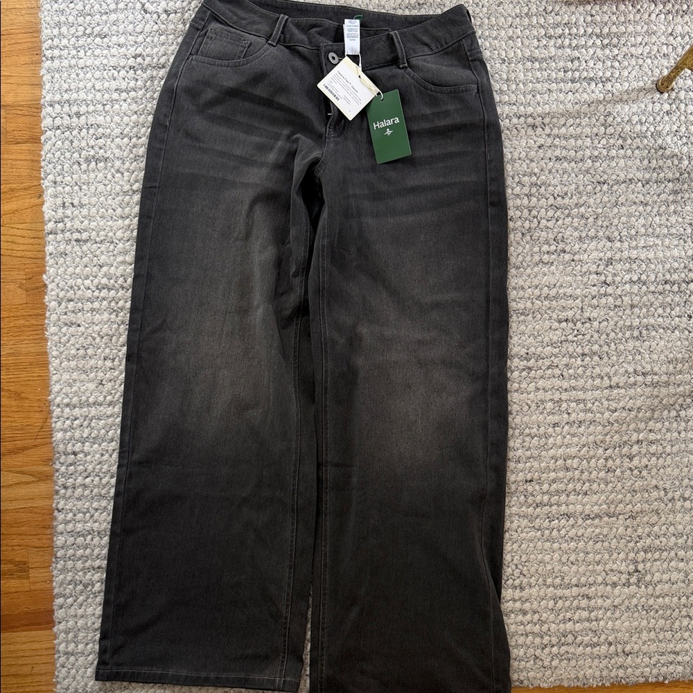 HALARA Charcoal Wide-Leg Flare Jeans